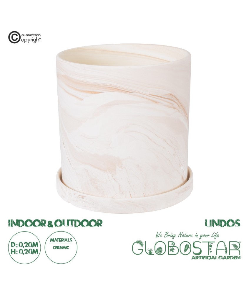 GloboStar® Artificial Garden LINDOS 20450 Πήλινο Κεραμικό Κασπώ Γλάστρα - Flower Pot Απαλό Ροζ Φ20cm x Υ20cm